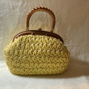 Vintage yellow woven purse